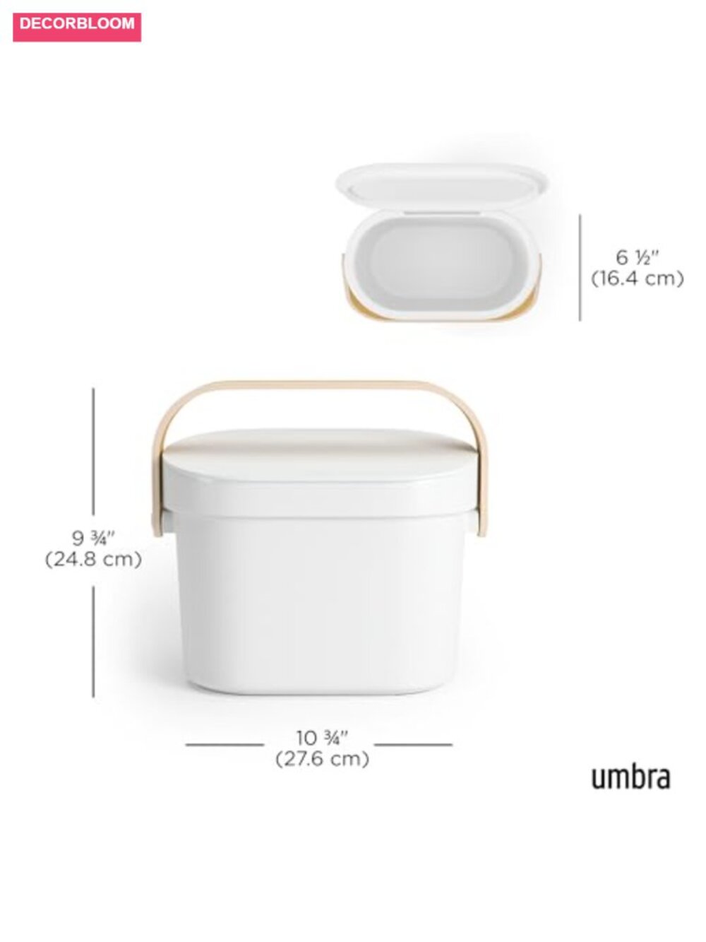 Countertop Compost Bin with Wooden Handle, BPA-Free, 4L - Picture 2 of 5